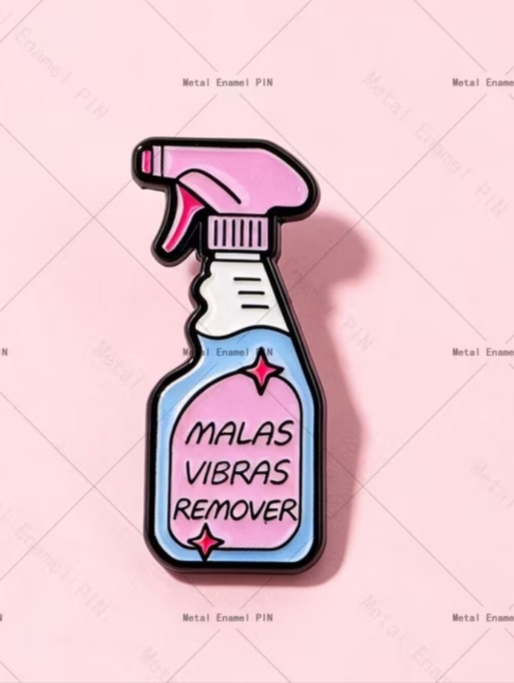 Malas Vibras Remover Enamel Pin - Pink & Blue